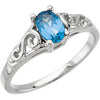 Elegant and Stylish December Kid's Imitation Birthstone Ring in 14K White Gold ( Size 3 )