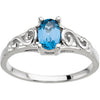 14k White Gold December Imitation Birthstone Ring , Size 5