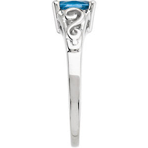 14k White Gold December Imitation Birthstone Ring , Size 5