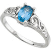 14k White Gold December Imitation Birthstone Ring , Size 5