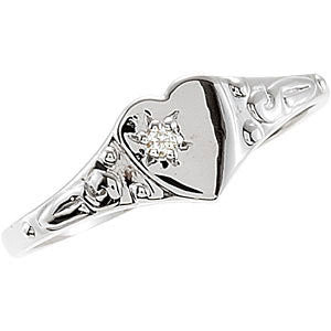 14k White Gold .01 CTW Diamond Heart Ring, Size 3