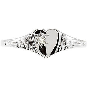 14k White Gold .01 CTW Diamond Heart Ring, Size 3