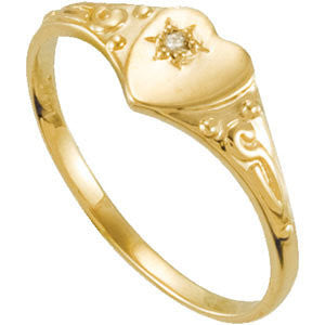 14k Yellow Gold .01 CTW Diamond Heart Ring, Size 3