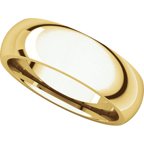 18k Yellow Gold 6mm Comfort Fit Band, Size 6.5