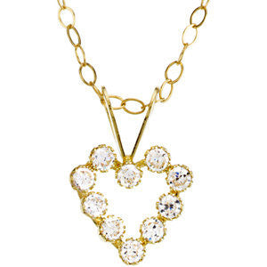 14k Yellow Gold Youth Cubic Zirconia 15" Necklace