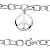 Sterling Silver Oval Link Youth 7.5" Bracelet with Peace Charm