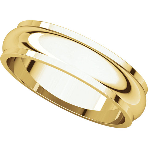 14k Yellow Gold 5mm Half Round Edge Band, Size 11