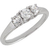 Sterling Silver Cubic Zirconia Three Stone Ring, Size 7