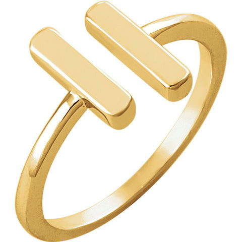 14k Yellow Gold Vertical Bar Ring, Size 7