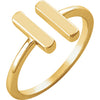 14k Yellow Gold Double Vertical Bar Ring, Size 7