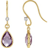 Pair of 0.02 Cttw, 9X6 mm Amethyst & Diamond Earrings in 14K Yellow Gold