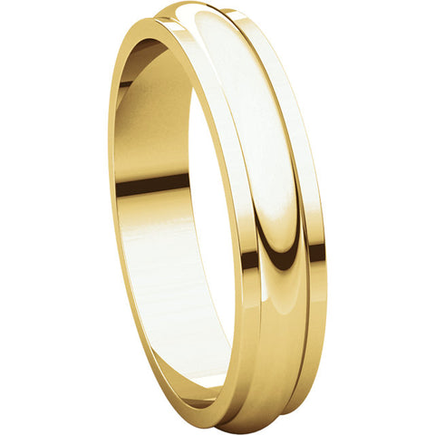 14k Yellow Gold 4mm Half Round Edge Band, Size 11