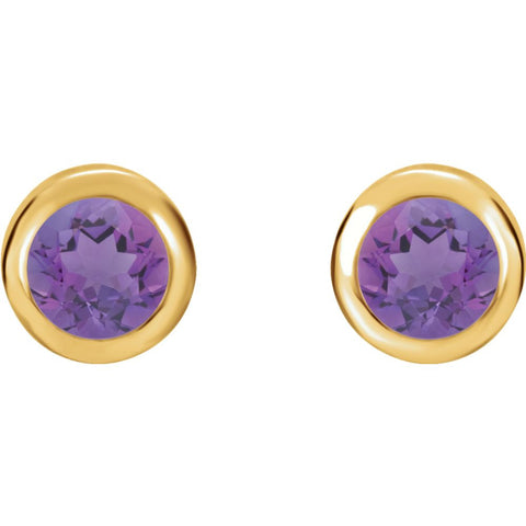 14k Yellow Gold Amethyst Earrings