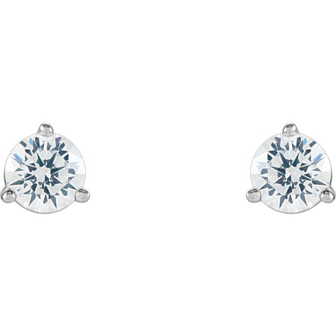 14k White Gold 5.75mm Cubic Zirconia Round 3-Prong Stud Earrings