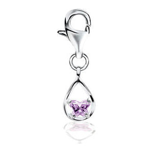 Bfly CZ June Birthstone Charm for kids in Sterling Silver