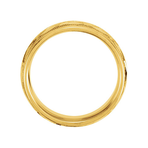 14k Yellow Gold 7mm Comfort-Fit Patterned Band Size 11