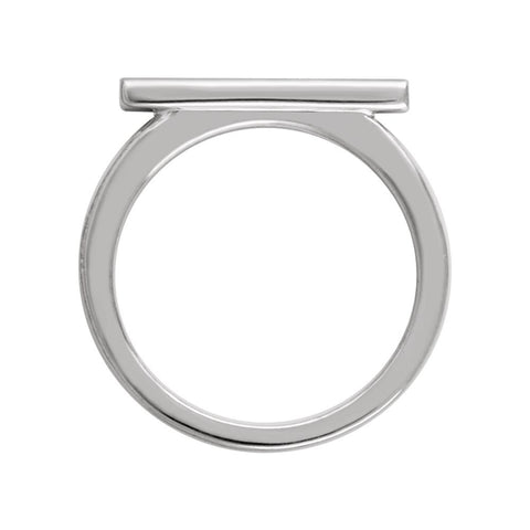 14k White Gold Bar Ring, Size 7