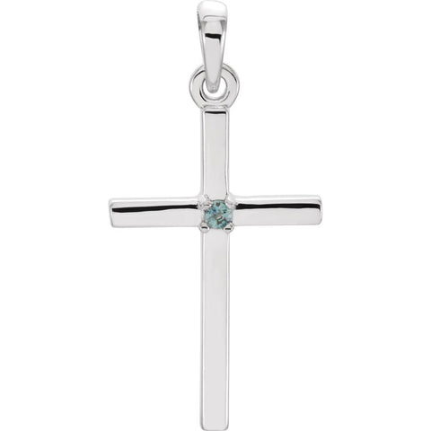 14k White Gold 22.6x11.4mm Alexandrite Cross Pendant