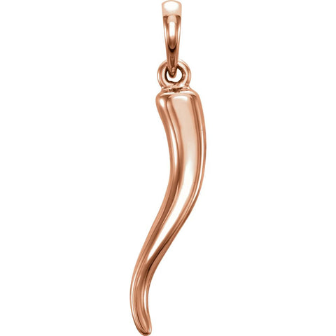 14k Rose Gold 31.5mm Italian Horn Pendant