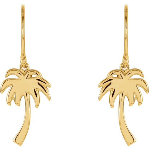 14k Yellow Gold Petite Palm Tree Earrings