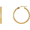 Diamond Cut Hoop Earrings in 14K Yellow Gold