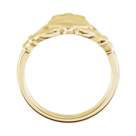 14k Yellow Gold 10.5mm Claddagh Ring Size 7