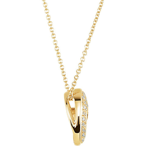14k Yellow Gold Diamond Heart Necklace