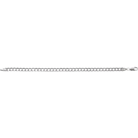 Sterling Silver 4mm Solid Charm 7" Bracelet