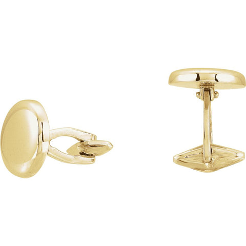 14k Yellow Gold 15.9mm Men's Round Shaped Cuff Links