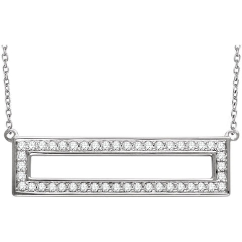 14k White Gold 3/8 CTW Diamond Rectangle 16-18" Necklace