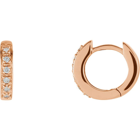 14k Rose Gold 1/10 CTW Diamond Hoop Earrings