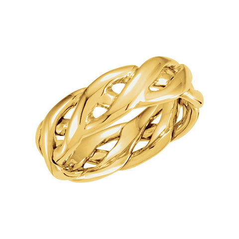 14k Yellow Gold 6.5mm Hand Woven Band Size 11