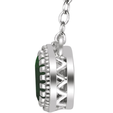 14k White Gold Emerald "May" 18" Birthstone Necklace