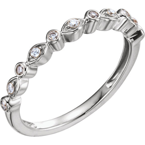 14k White Gold 1/8 CTW Diamond Stackable Anniversary Band, Size 7