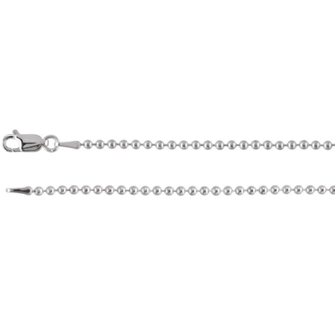 2 mm Bead Chain Bracelet in Sterling Silver ( 7 Inch )