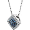 14k White Gold 1/6 CTW Blue & White Diamond Cluster 18" Necklace