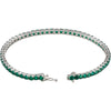 14k White Gold Lab-Grown Emerald Line 7.25" Bracelet