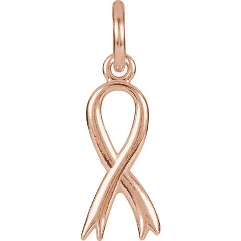 14k Rose Gold Breast Cancer Awareness Ribbon Charm with Jump Ring