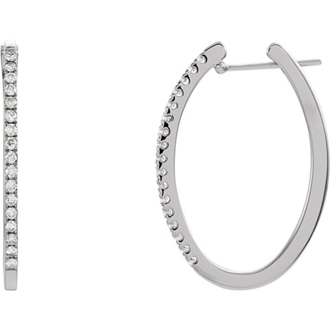 14k White Gold 1/2 CTW Diamond Hoop Earrings