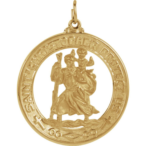 14k Yellow Gold 29mm St. Christopher Medal