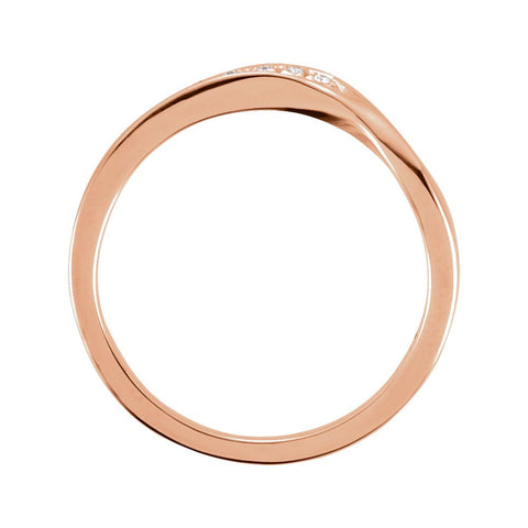 14k Rose Gold Stackable Diamond Wave Ring, Size 7