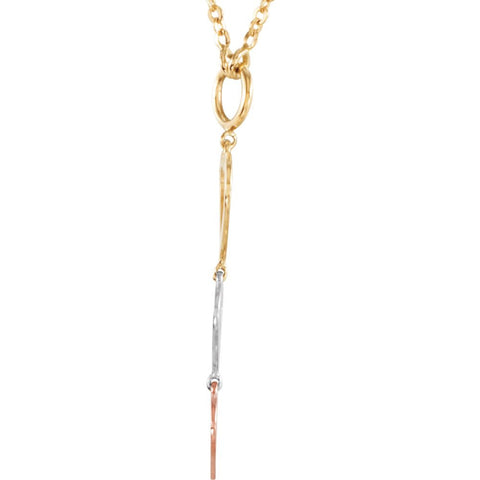 14K Rose, Yellow & White Gold Heart 18" Necklace