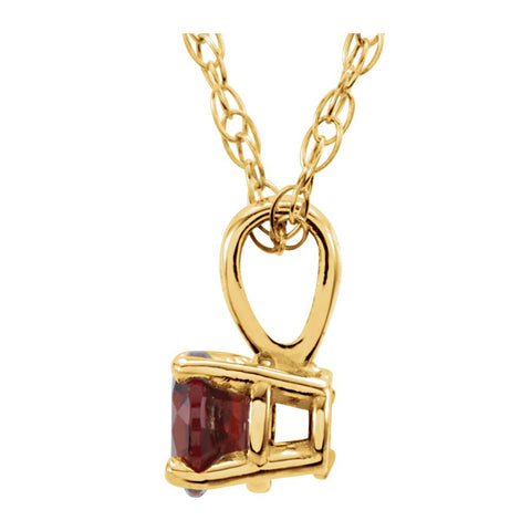 14k Yellow Gold Imitation Ruby "July" Birthstone 14" Necklace