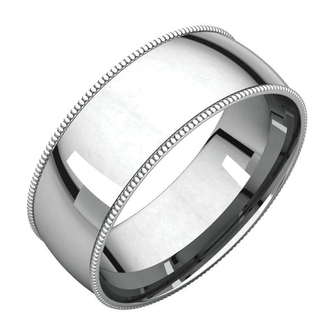 14k White Gold 7mm Light Comfort Fit Milgrain Band , Size 7.5