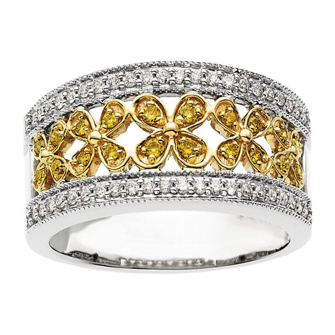 14K White & Yellow Gold 3/8 CTW Diamond Band Size 7