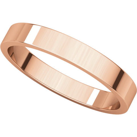 14k Rose Gold 3mm Flat Band, Size 4.5