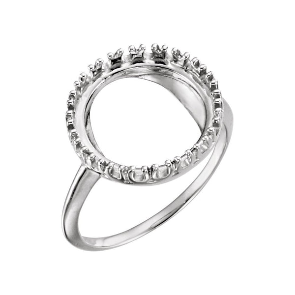 14k White Gold 13mm Coin Ring Mounting, Size 7