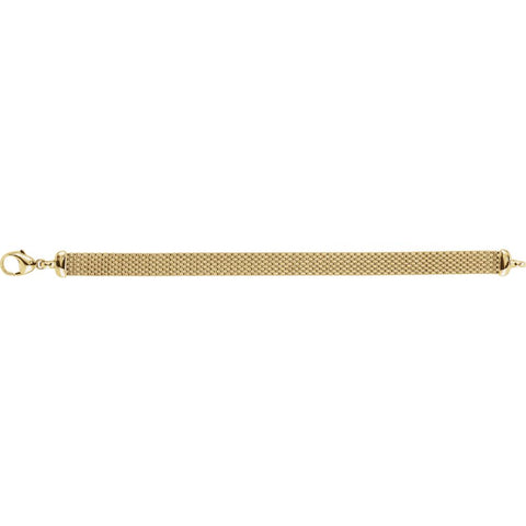 14k Yellow Gold Solid Flat Mesh 7" Bracelet