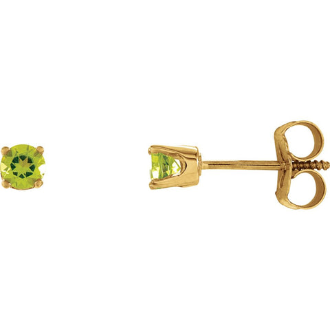 14k Yellow Gold Peridot Youth Earrings