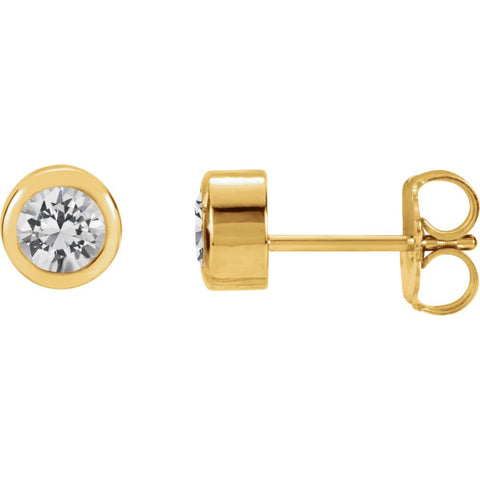 14k Yellow Gold White Sapphire Earrings